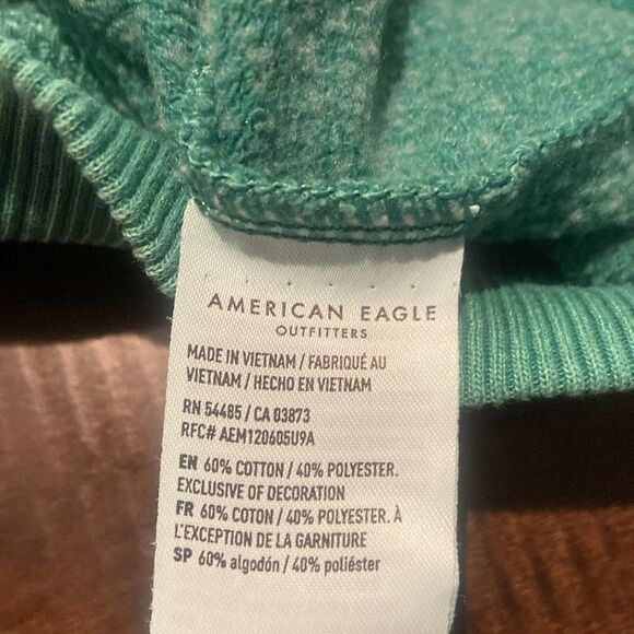 American Eagle Green women’s Sweatshirt with Happiness Embroidered on neckline M - Picture 5 of 8